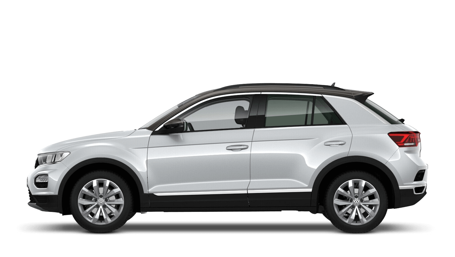 White Silver with Dark Oak Brown Roof (Metallic / Pearl) Volkswagen T Roc