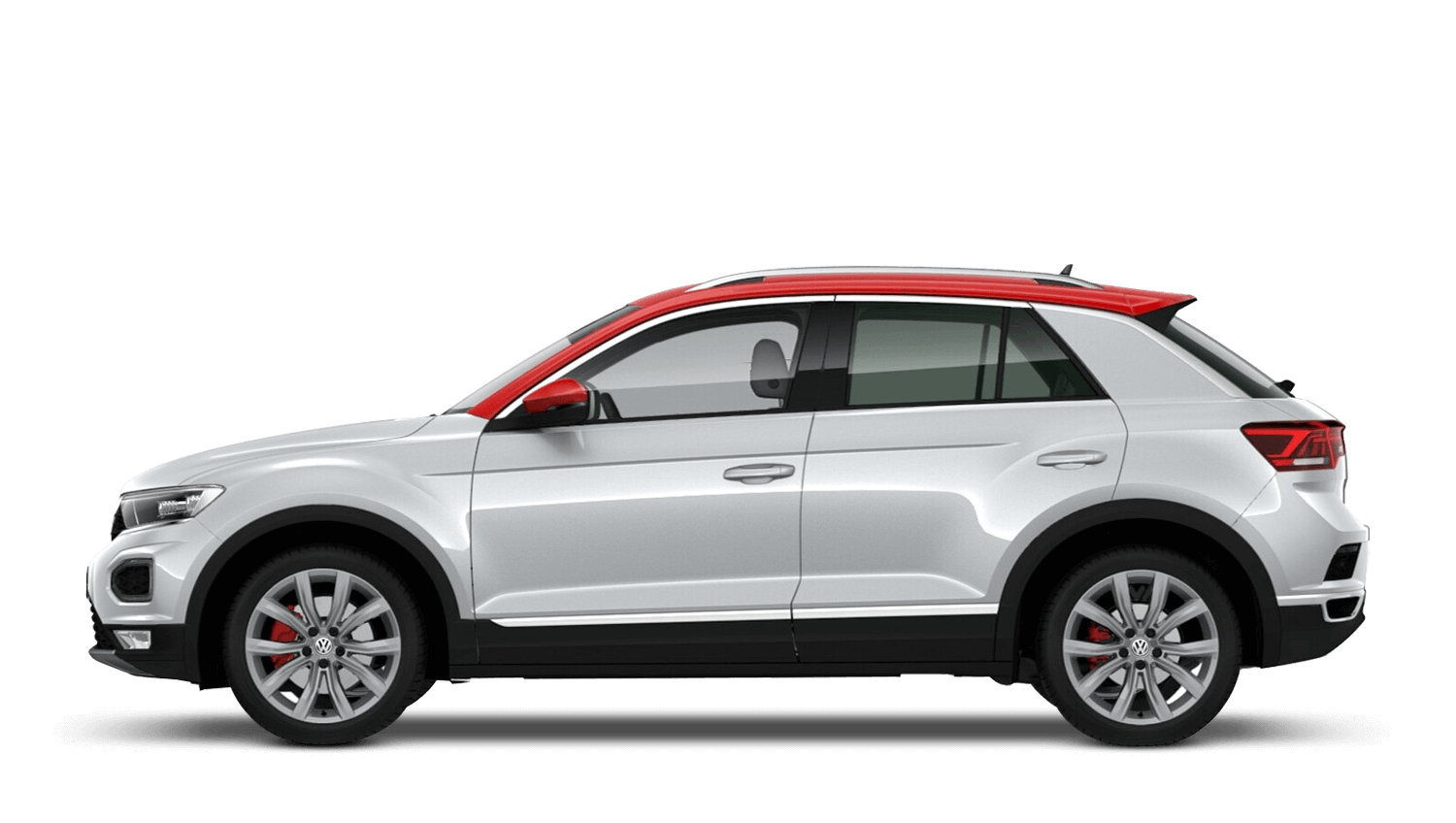 White Silver with Flash Red Roof (Metallic / Pearl) Volkswagen T Roc